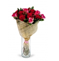 Karry - Composition: hiperikum red,rose red,rose pink,ornamental foliage,packing.