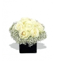 Snowflake - Composition: Rose White,packing,white gypsophila.