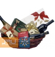Gift basket with sweets and wine