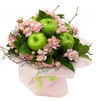 Temptation - Composition: Rose ,ornamental foliage,packing,fruit.