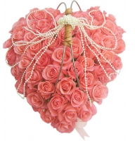 Angel  heart 75 pink roses - Composition: rose pink,oasis-heart.