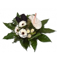 Cardinal - Composition: Rose White,ornamental foliage,packing,White gerbera,Anthurium white.