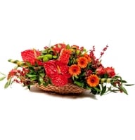 Heartbeat - Composition: Anthurium,gerbera ,Chrysanthemum green,orange roses,hiperikum red.