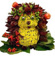Hedgehog in the Fog - Composition: Chrysanthemum Yellow,levkodendron.