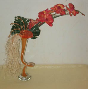 �������� ������ Orange orchidea in a curved vase.