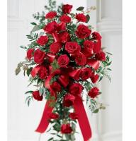 Ritual composition � 2 - Composition: rose red,carnation,ornamental foliage,carcase.