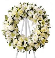  - Composition: Rose White,Chrysanthemum white,white carnation,lily white,ornamental foliage.