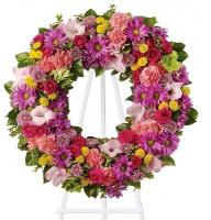  - Composition: rose pink,Chrysanthemum Yellow,pink chrysanthemum,Red Carnation,�ustoma ,ornamental foliage.