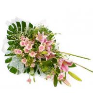 - Composition: rose bush,Lily Rose,�ustoma ,ornamental foliage.
