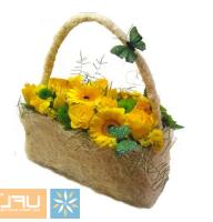  - Composition: Yellow Rose,Chrysanthemum green,Chrysanthemum Yellow,yellow gerbera,ornamental foliage.