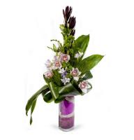 Business bouquet Stalagnit - Composition: levkodendron,orchid,Alstroemeria,freesia,hiperikum red.
