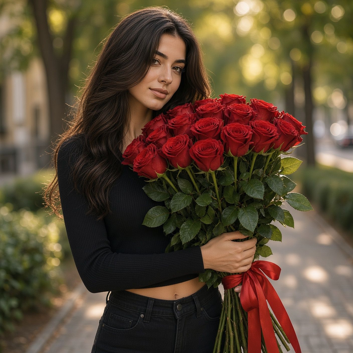 rose (25 pcs.), packaging, ribbon