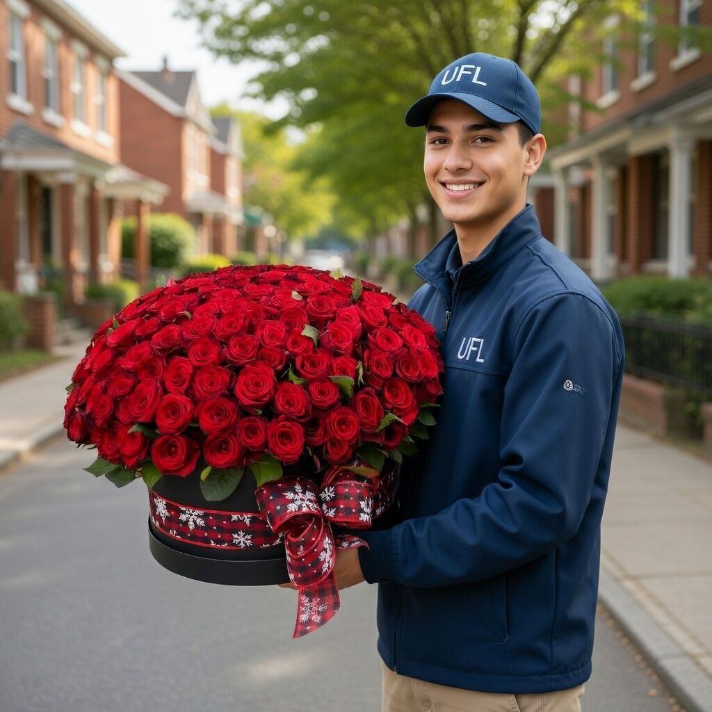 box, oasis, rose (201 pcs.), packaging, ribbon