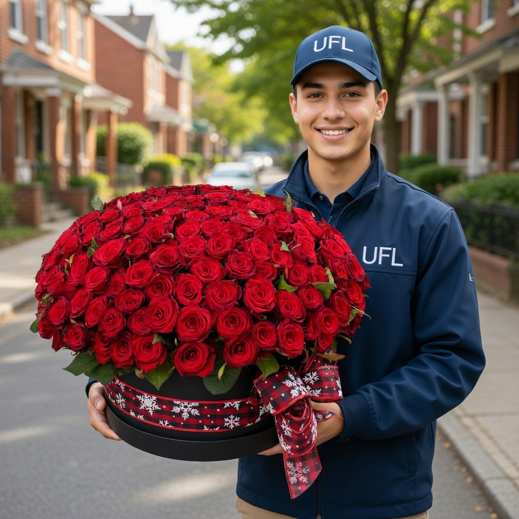 box, oasis, rose (201 pcs.), packaging, ribbon