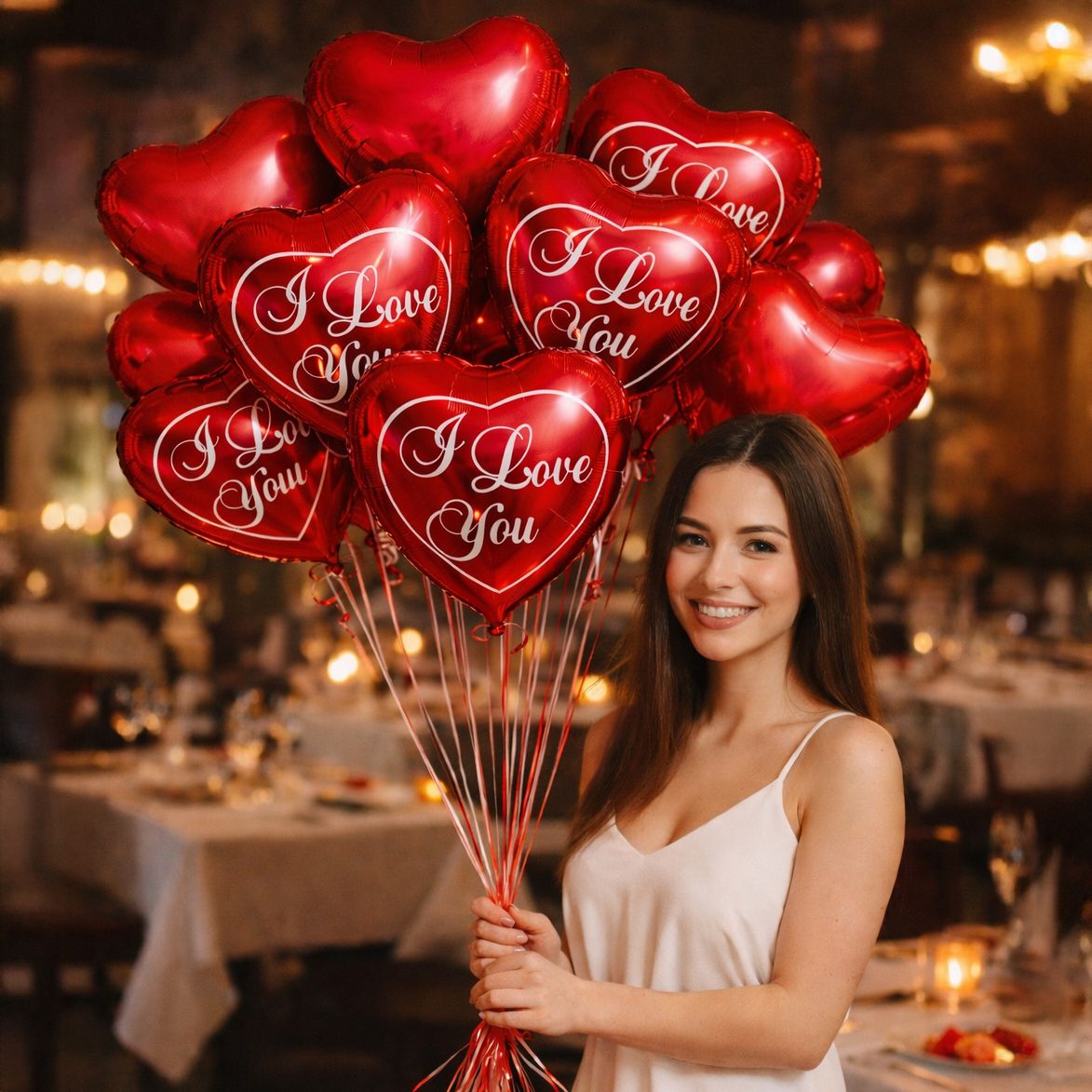 Product 15 red heart balloons