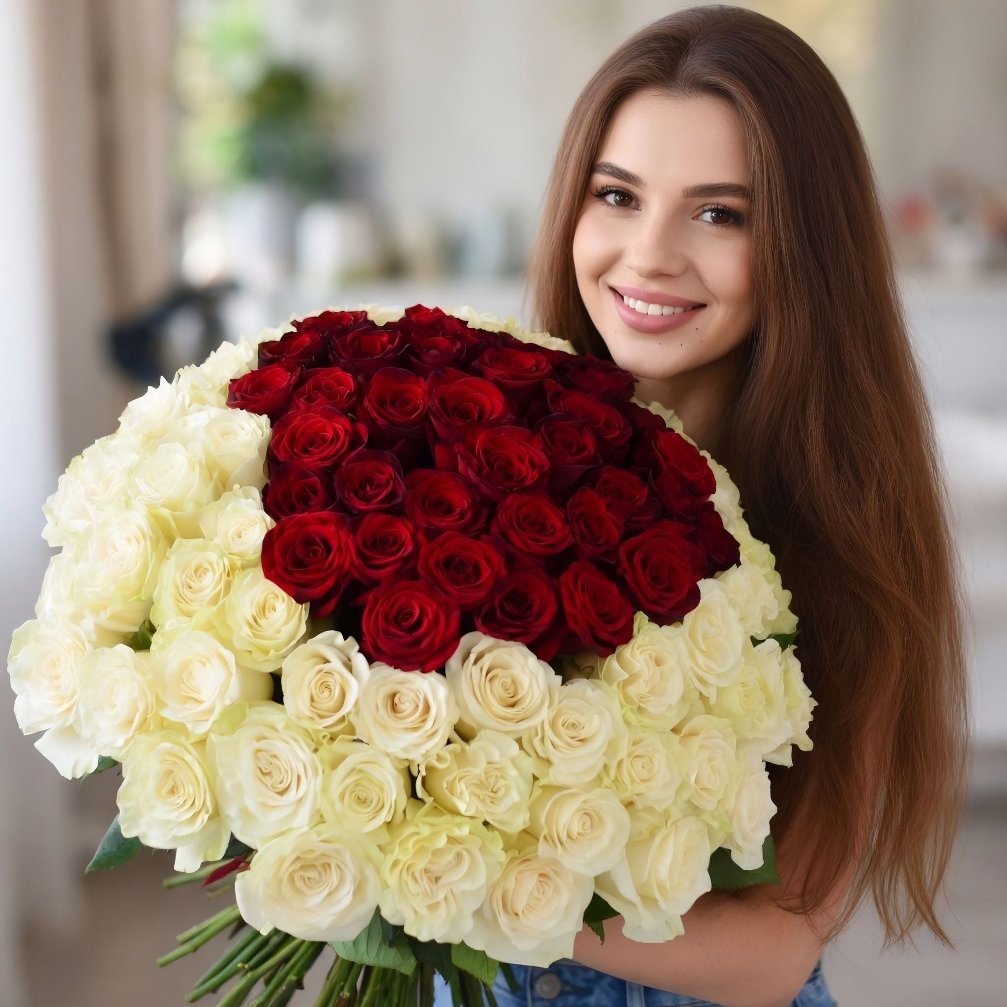 red rose (33 pcs.), packaging, ribbon