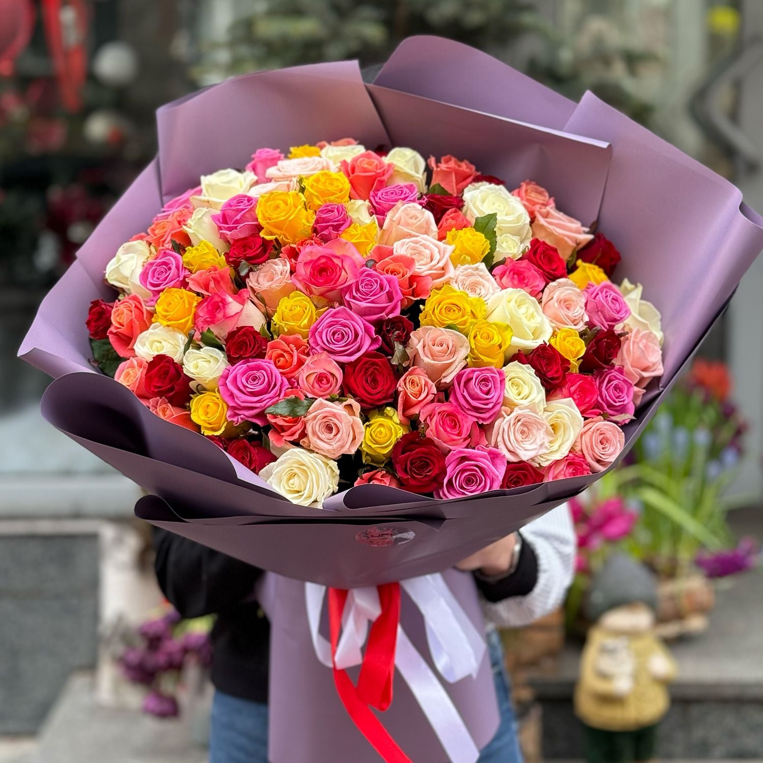 rose (101 pcs.), packaging, ribbon