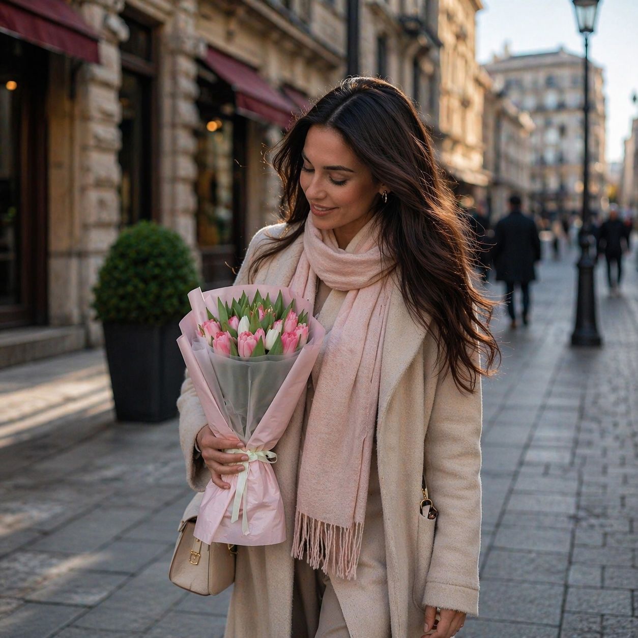 Bouquet 15 pink and white tulips 