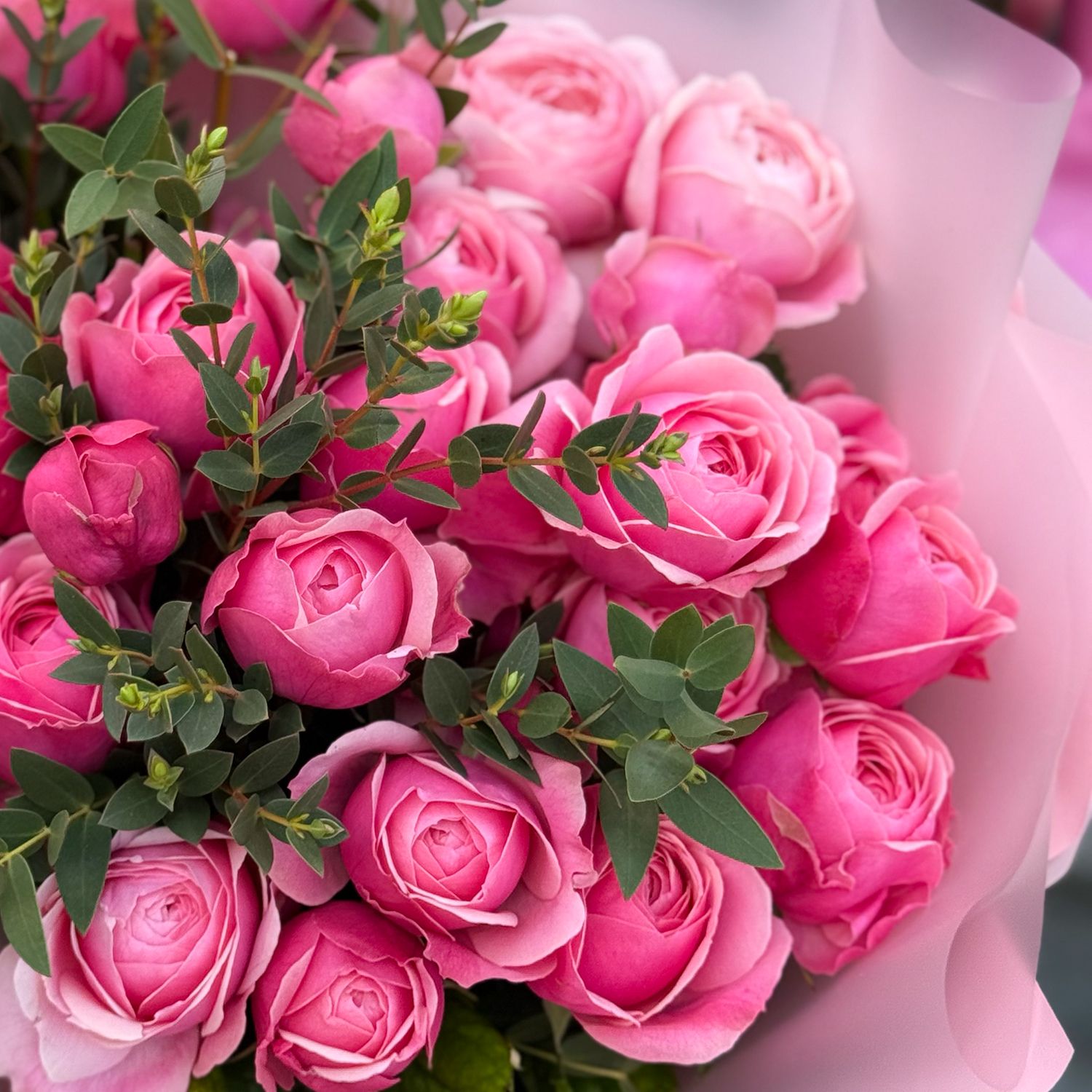 Bouquet 11 pink peony roses