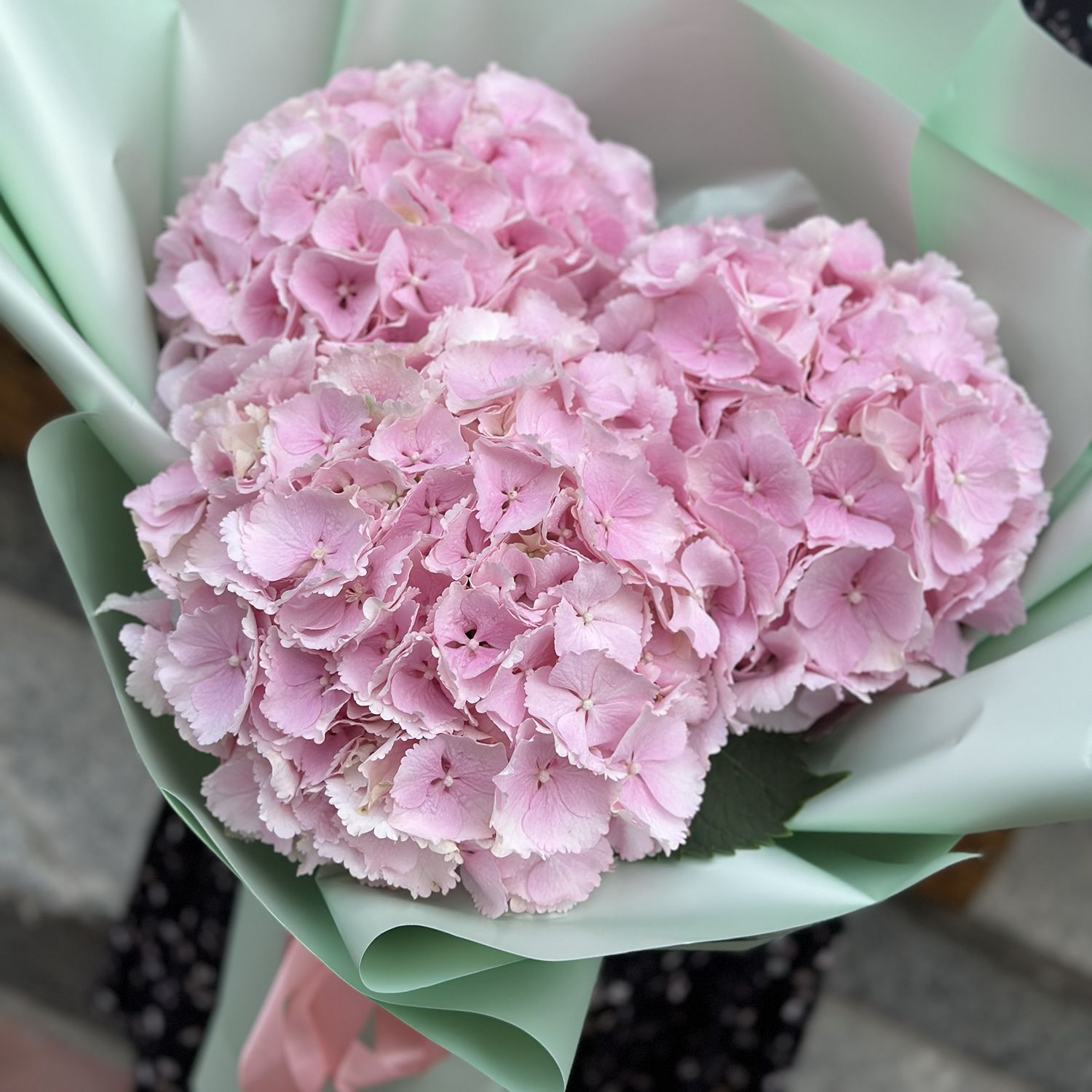 Bouquet 3 pink hydrangeas