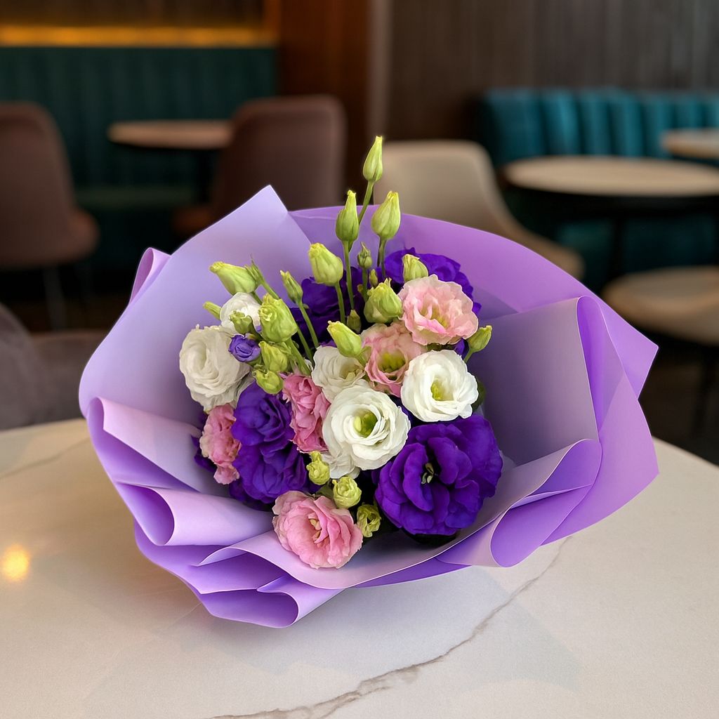 white eustoma, packaging, tape