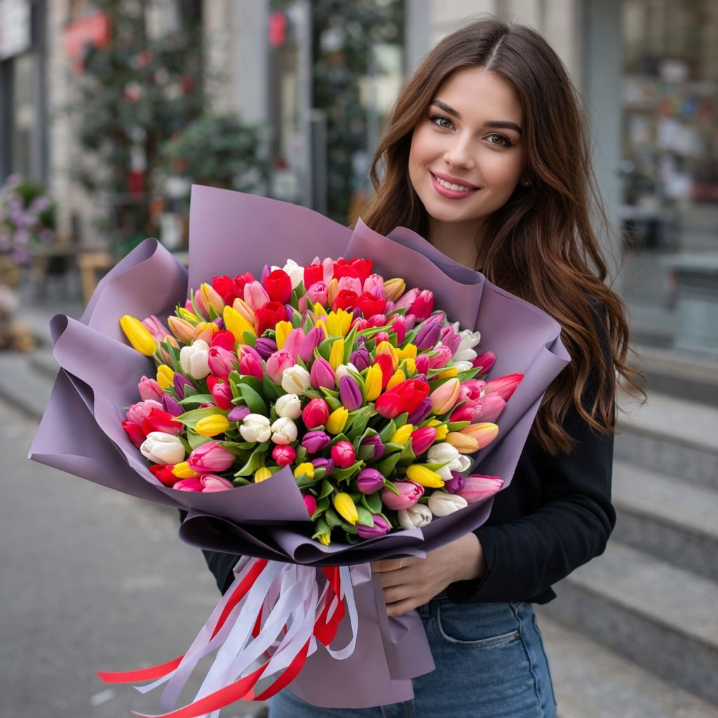 Bouquet 151 mixed tulips