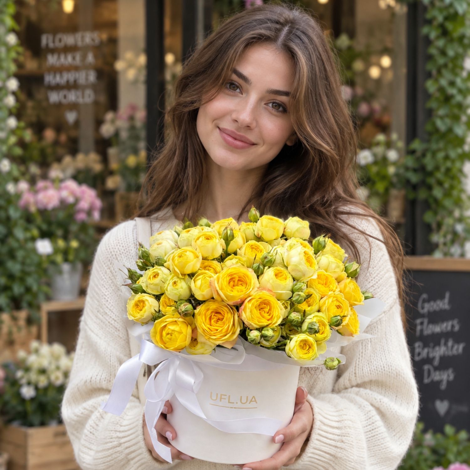 Bouquet Yellow spray roses in a box