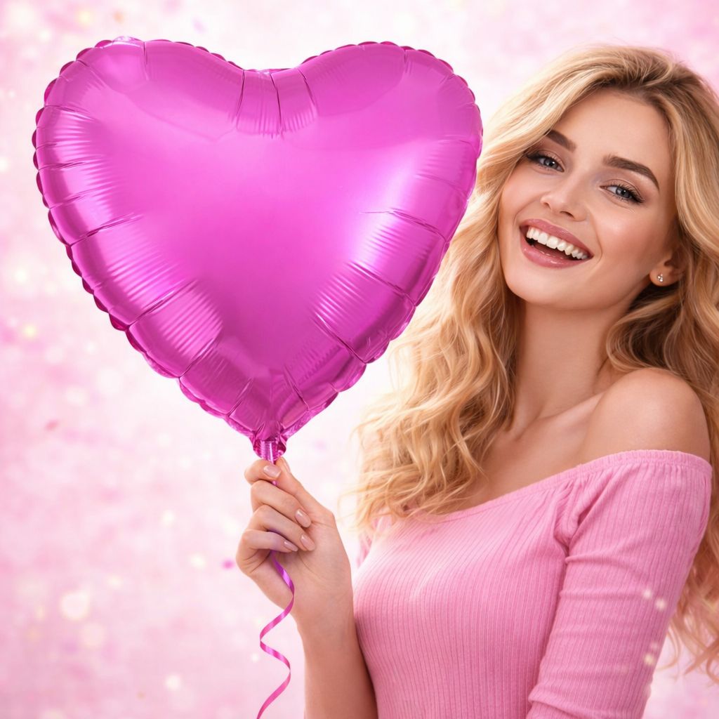 Product Foil hot pink heart balloon