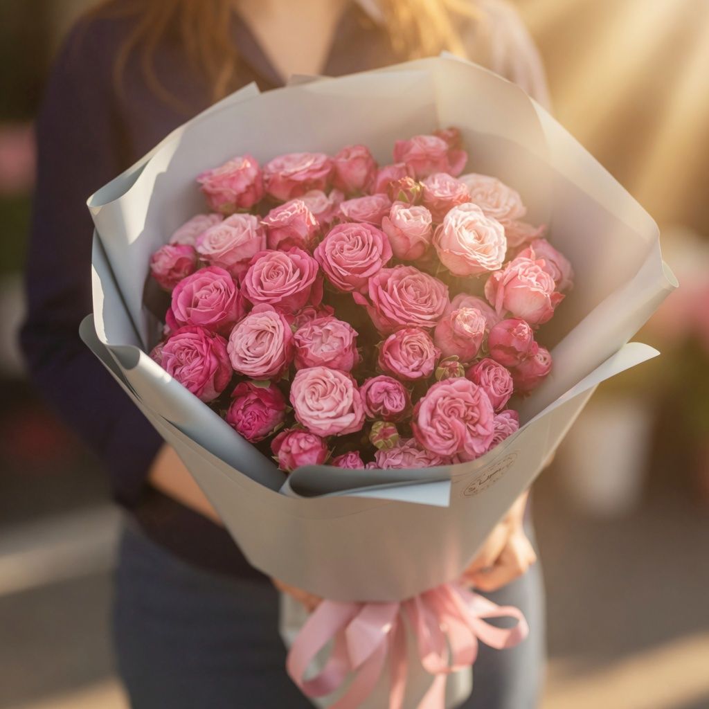 Bouquet 9 pink spray roses