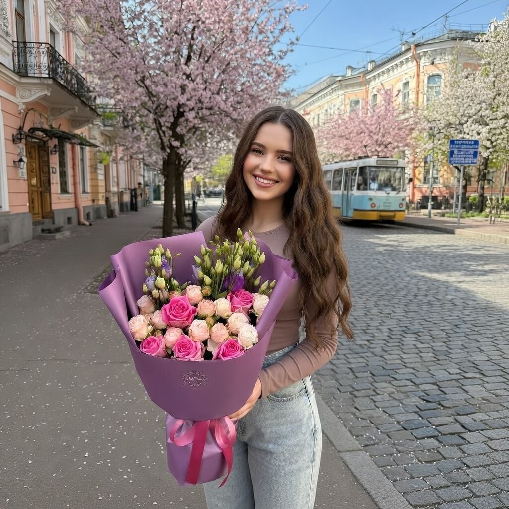 Bouquet Tender mix of roses and eustoma