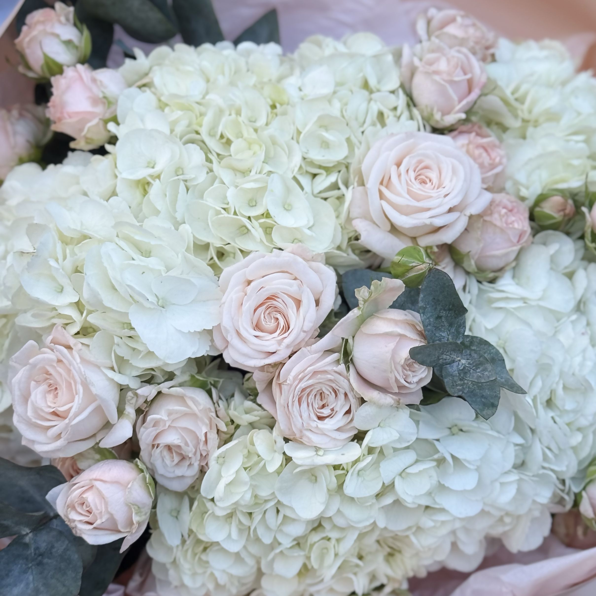Bouquet Tender bouquet of hydrangea and roses