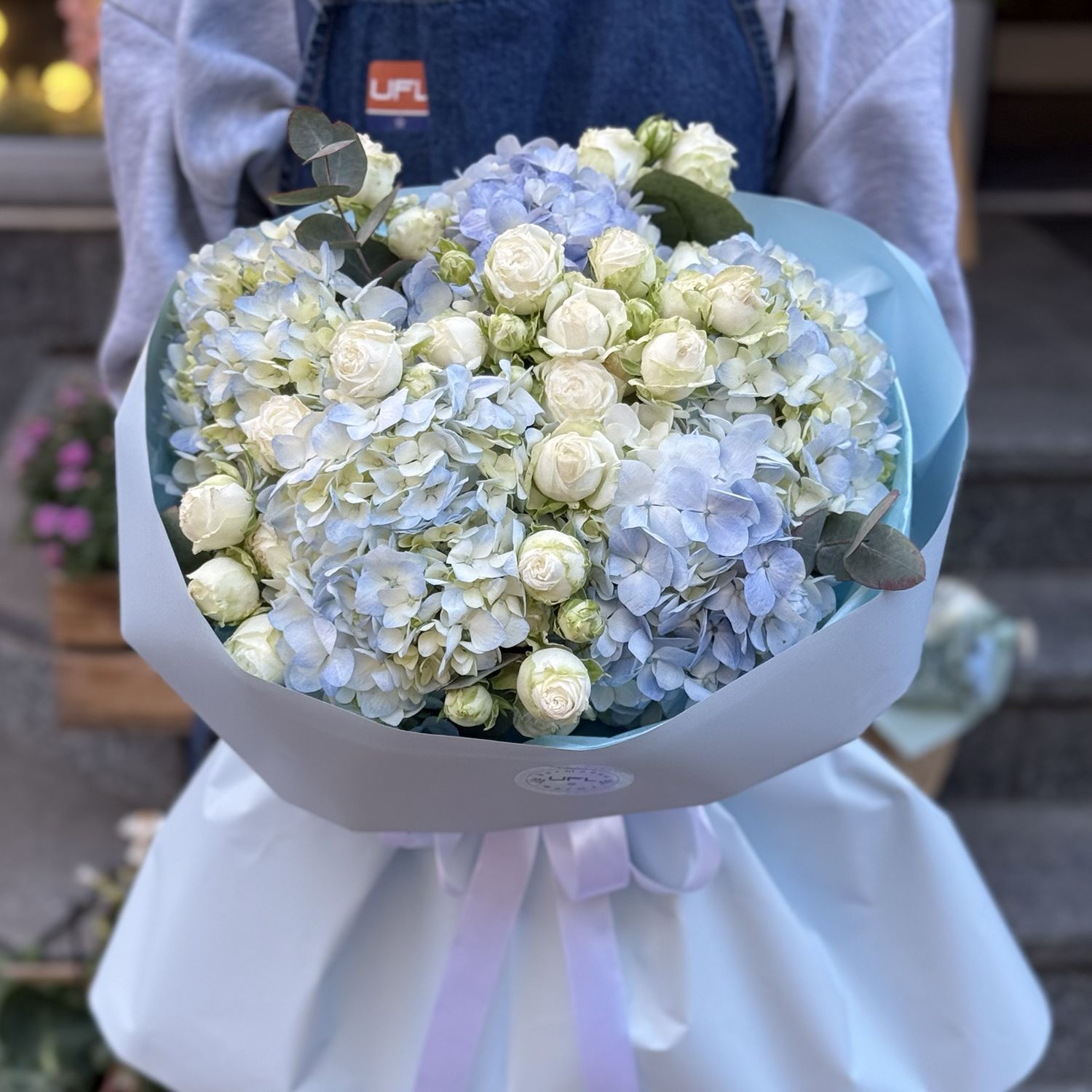 Bouquet Sky bouquet of hydrangea and roses