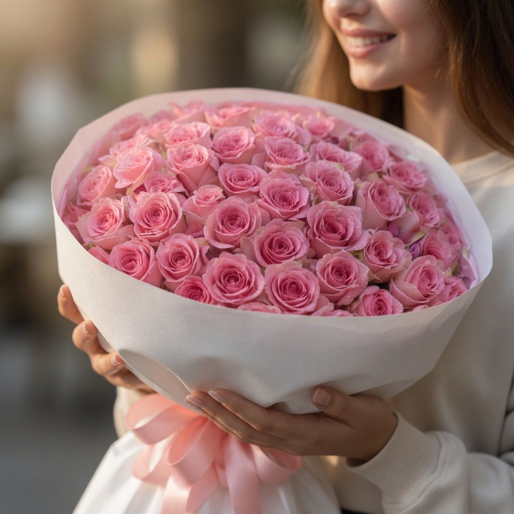 Bouquet 51 pink roses Kenia