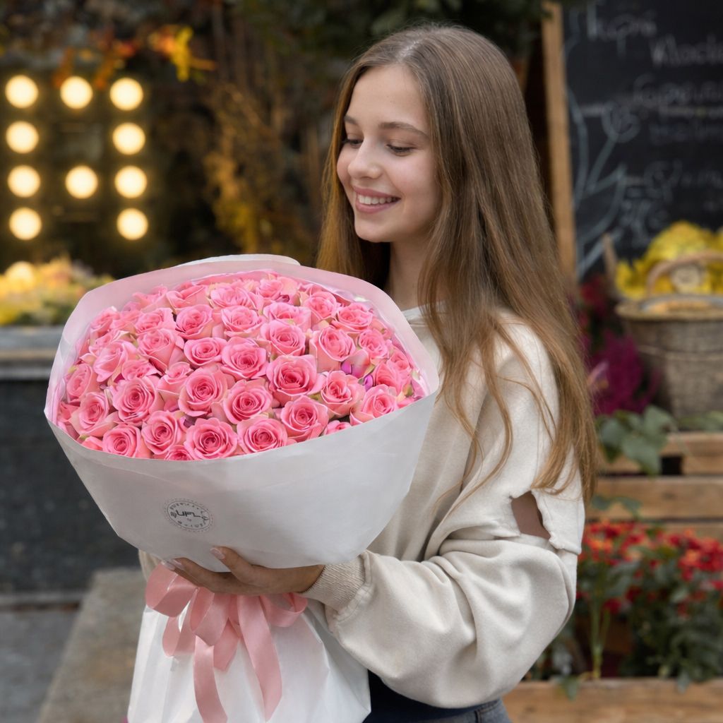 Bouquet 51 pink roses Kenia