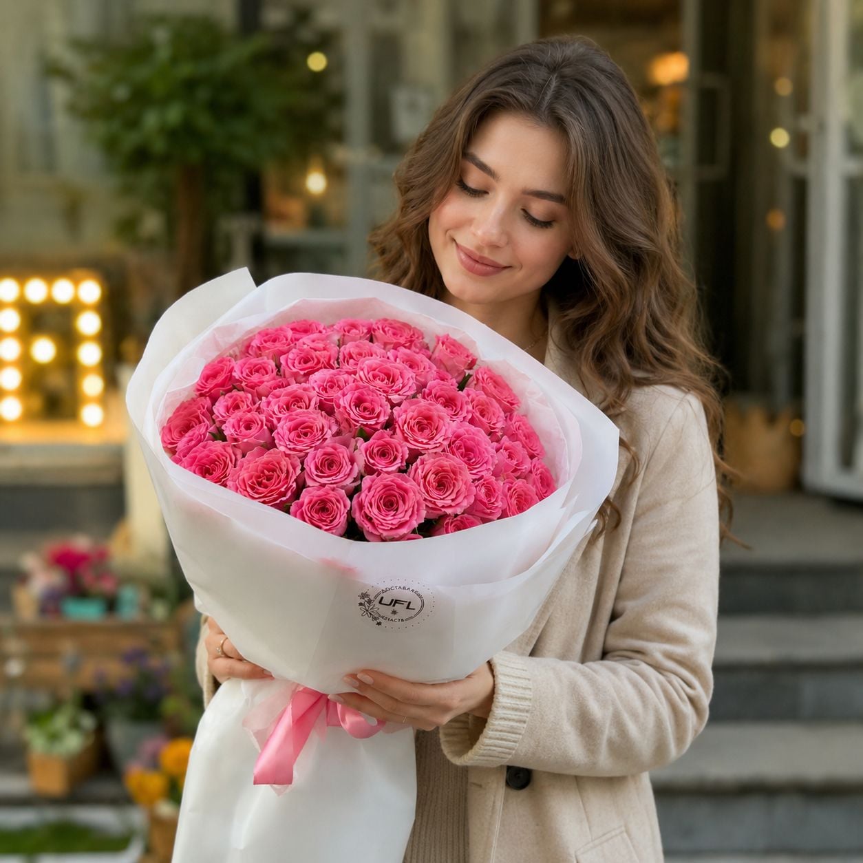 Bouquet 51 pink roses Kenia