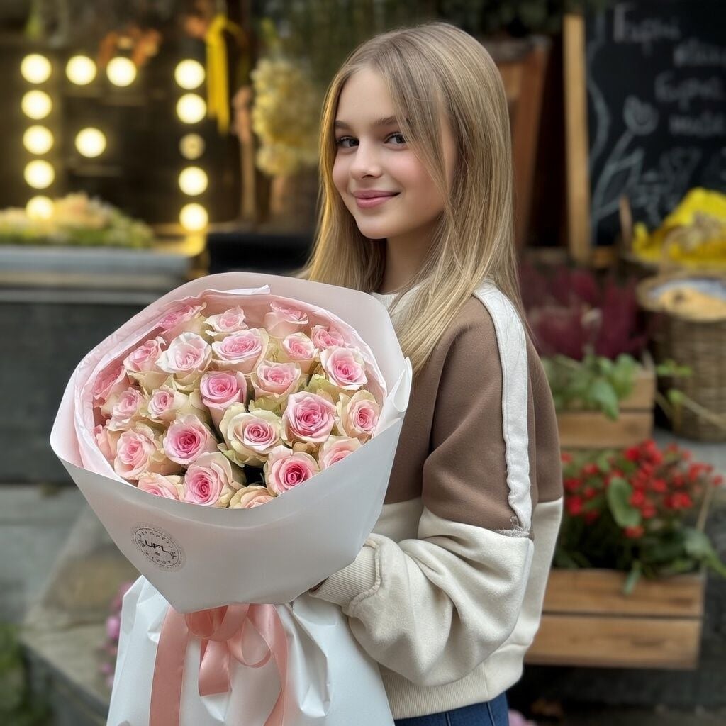 Bouquet 25 pink roses Kenia