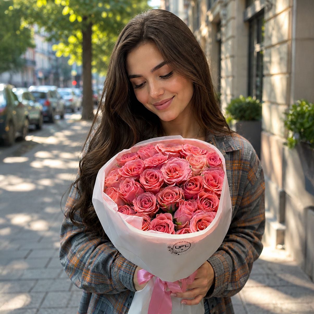 Bouquet 25 pink roses Kenia