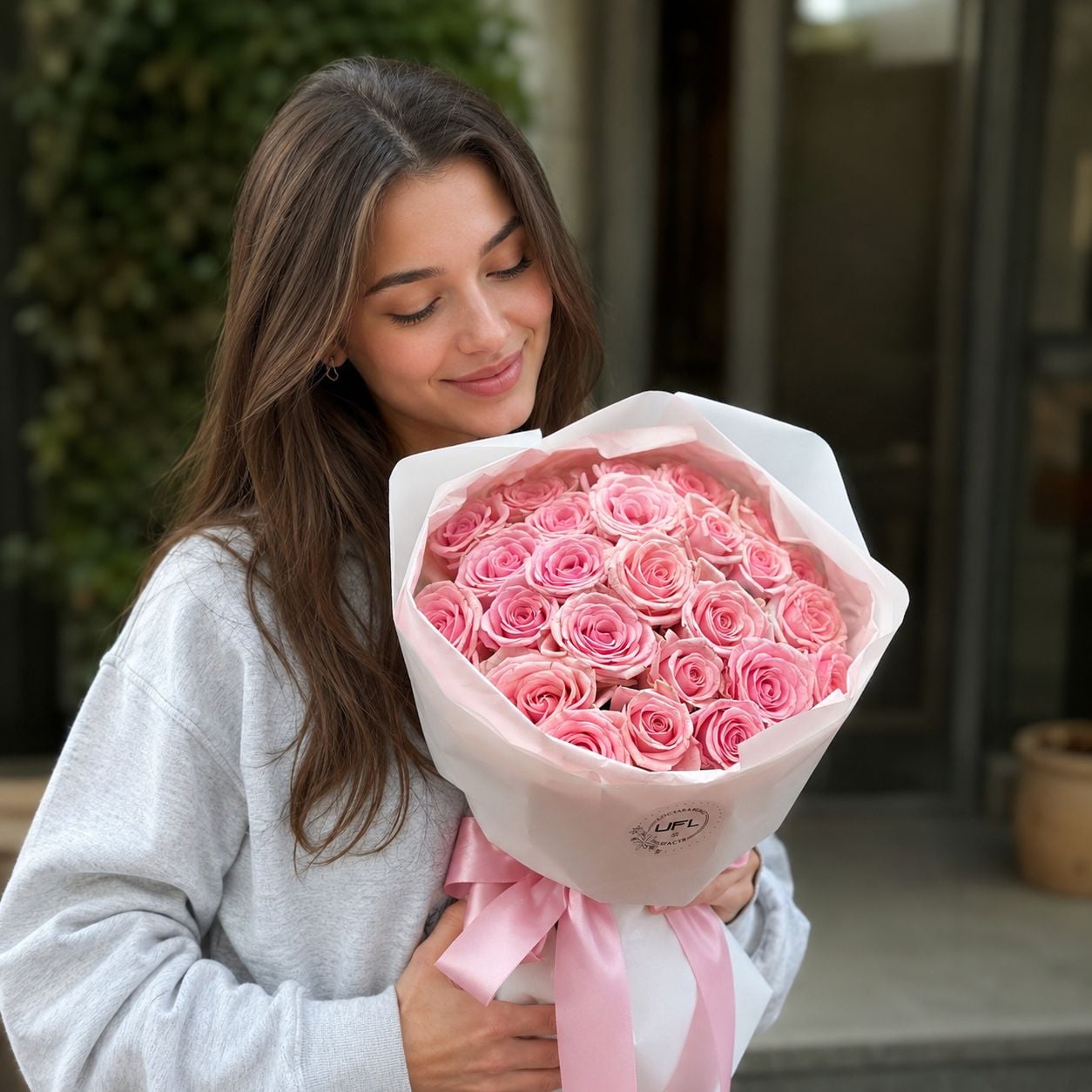 Bouquet 25 pink roses Kenia