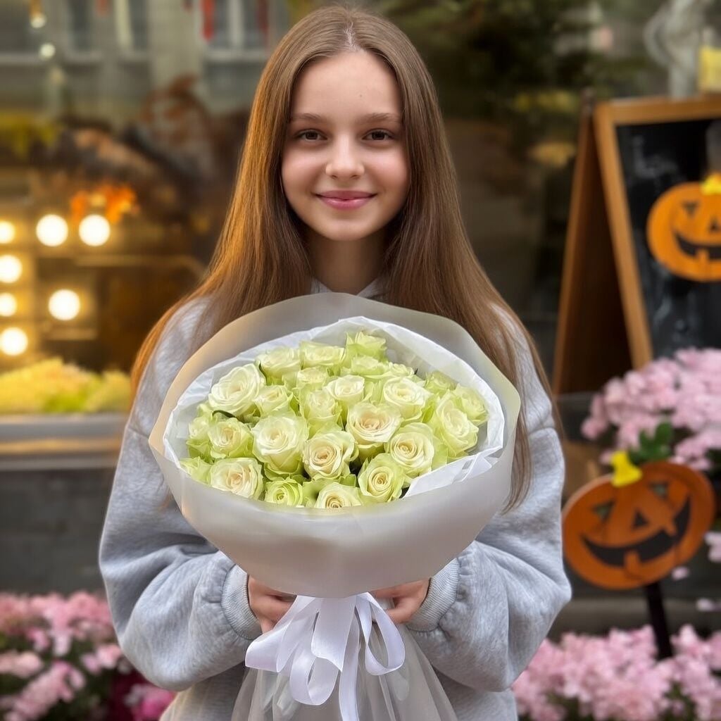 Bouquet  25 white roses Kenia