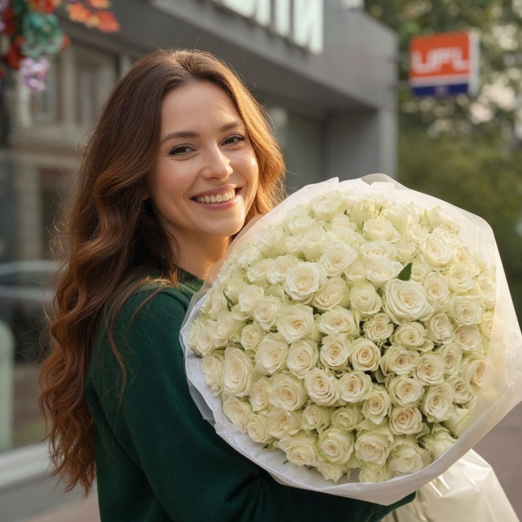 Bouquet 101 white roses Kenia