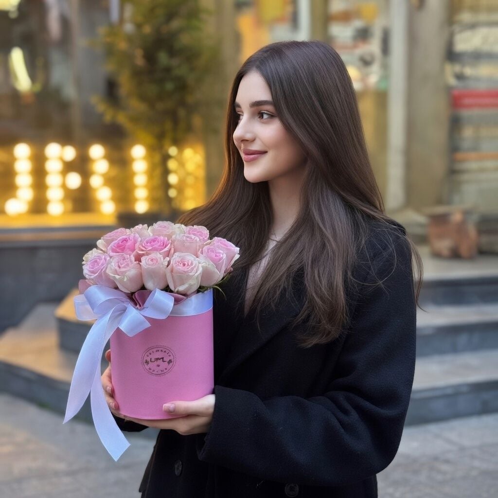 Bouquet Pink roses in a box 29pcs