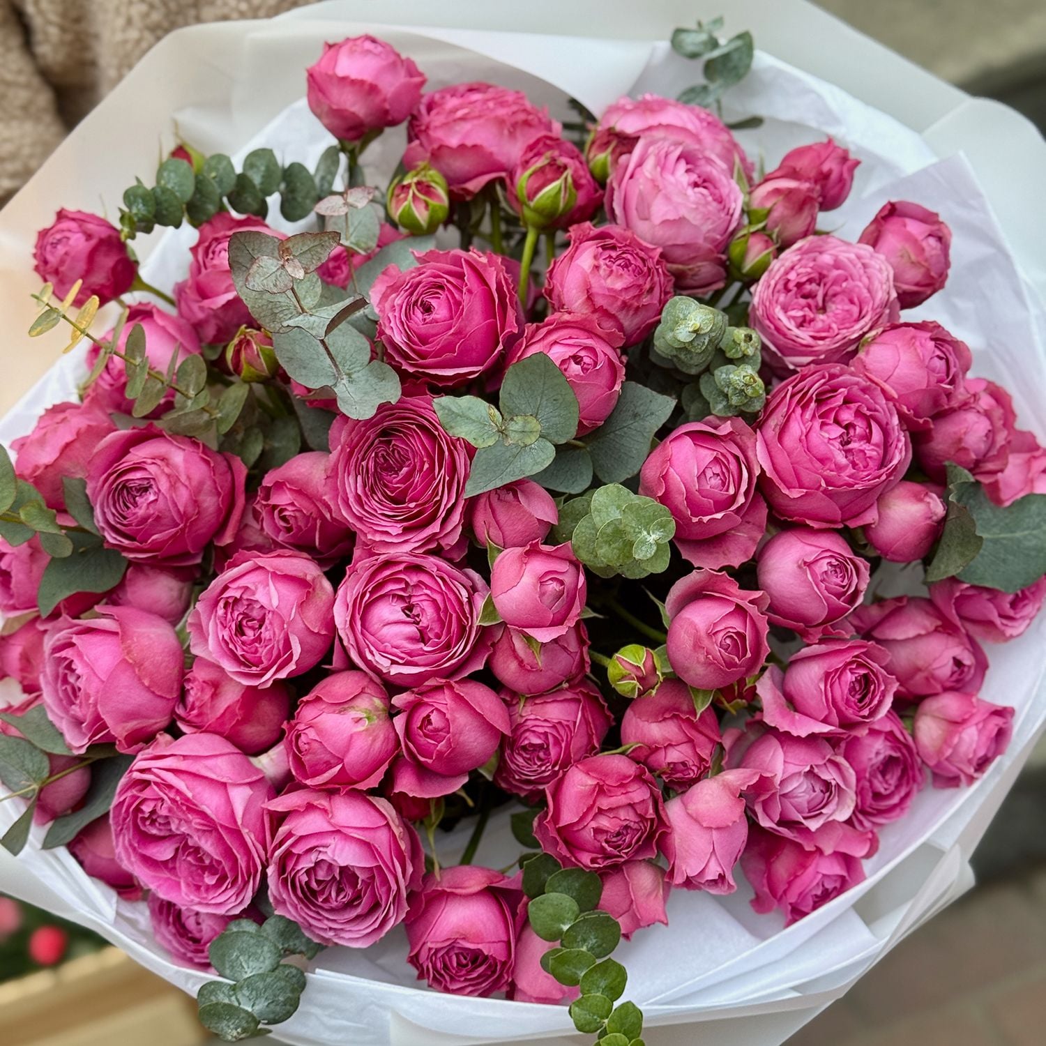 Bouquet 25 pink peony spray roses