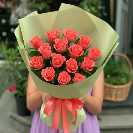 Bouquet 15 coral roses