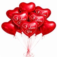 15 red heart balloons