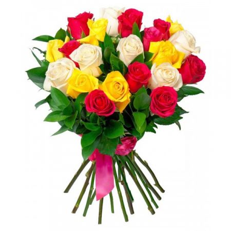 Bouquet 17 різнокольорових троянд