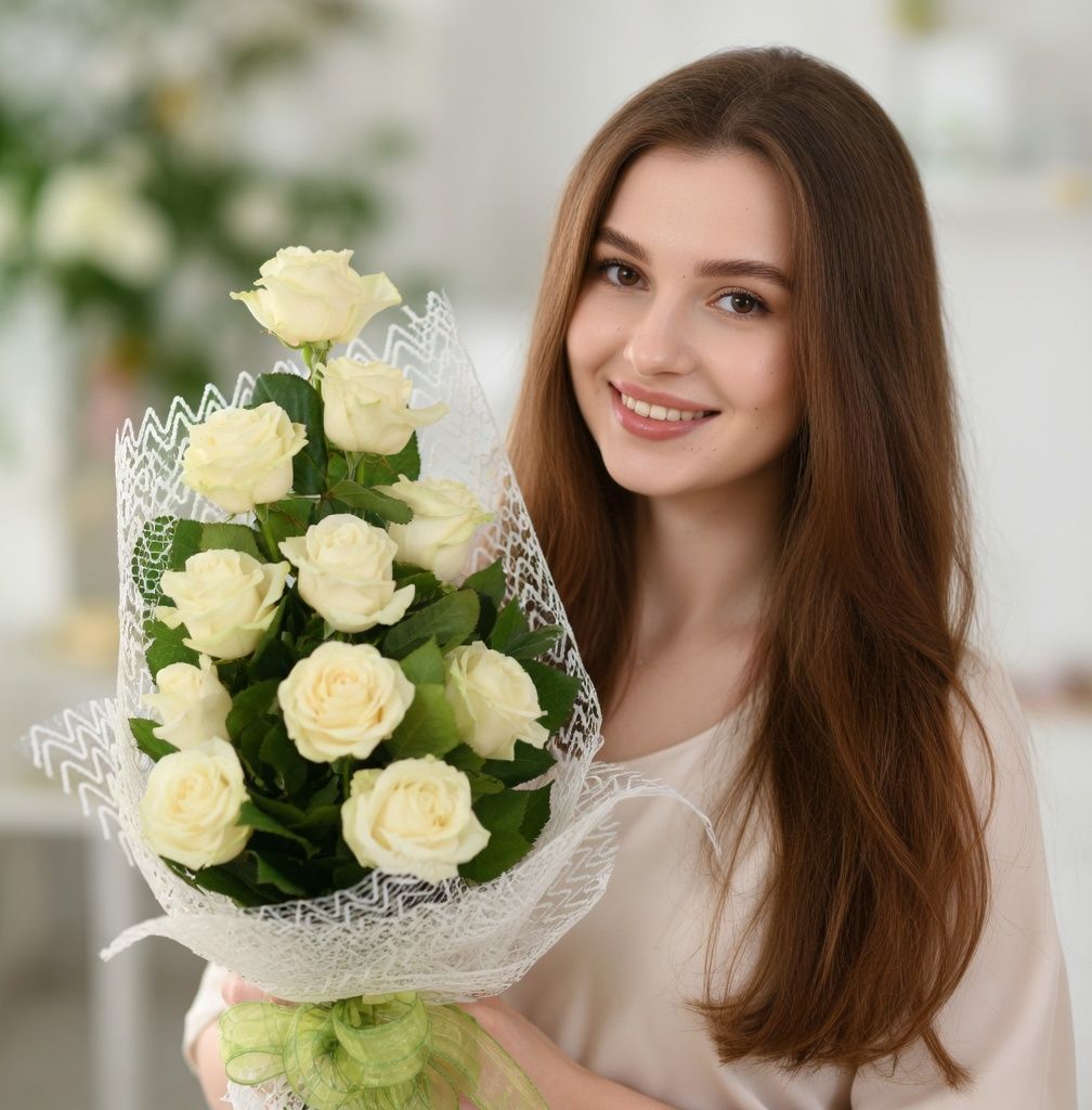 Bouquet 13  white roses - White night