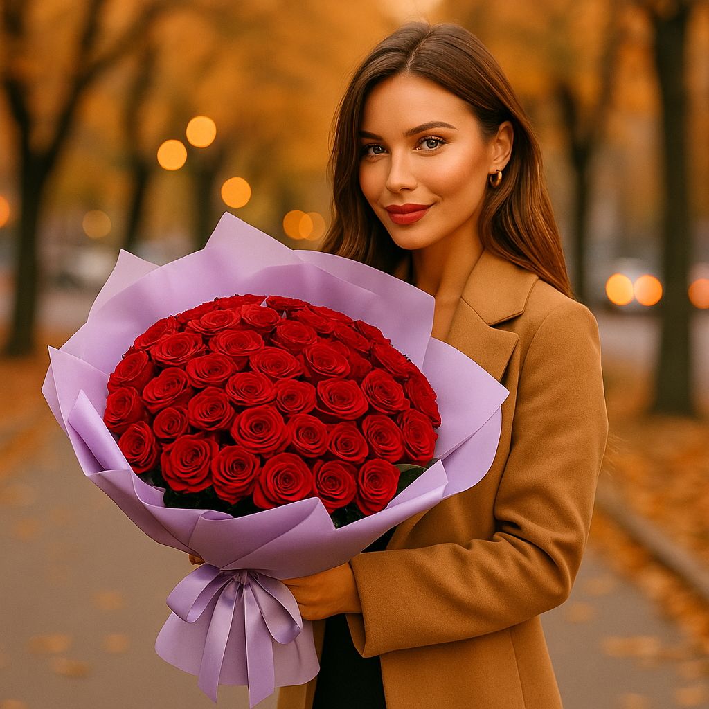 rose (35 pcs.), packaging, ribbon