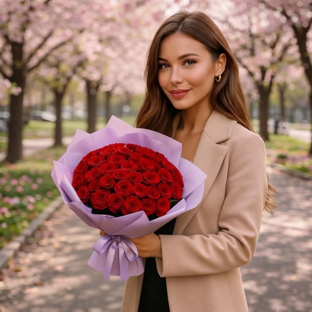 rose (35 pcs.), packaging, ribbon