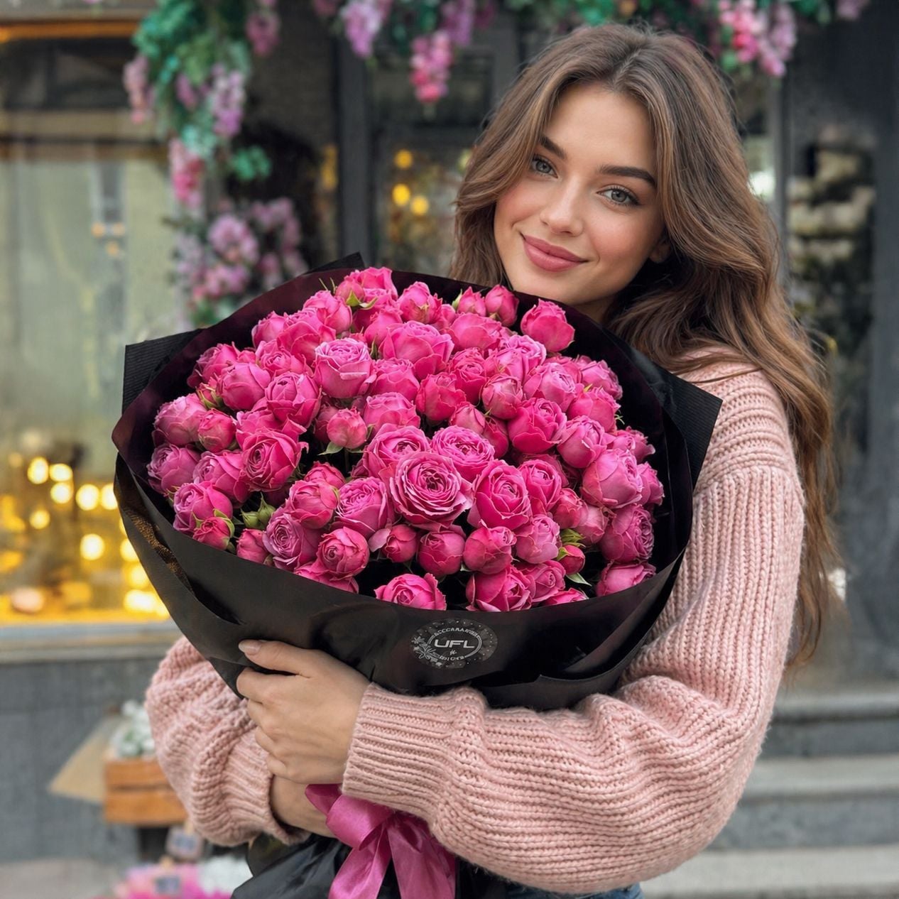 Bouquet 35 pink peony spray roses