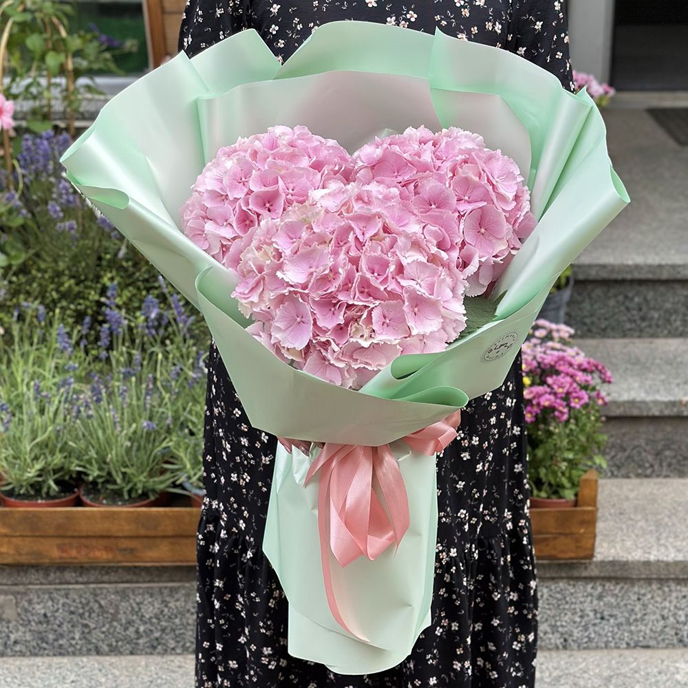 Bouquet 3 pink hydrangeas